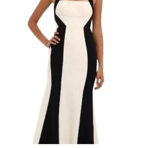 BCBG Elegant Black and White Evening Gown